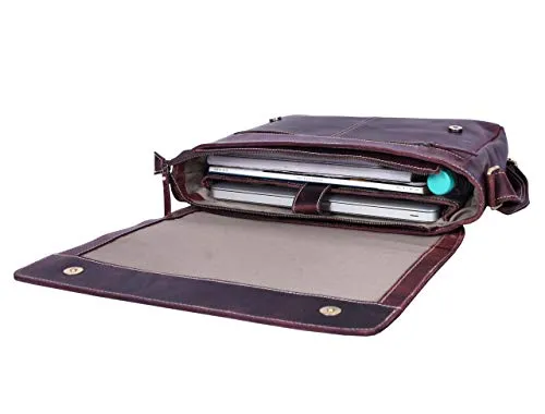 Addey Supply Company Leather Messenger Laptop Cross-Body Bag 15 X 4 X 11 inch Walnut