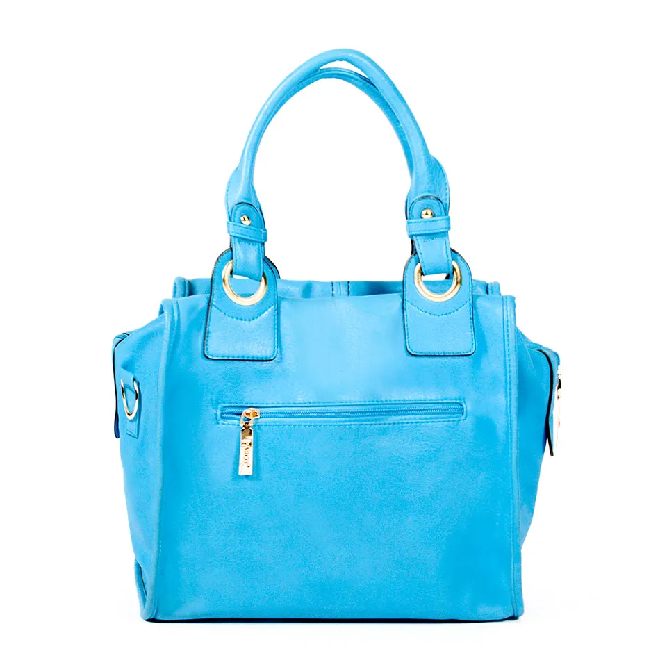 Blue Handbag with Light Gold Studs - OH-5024 BLUE