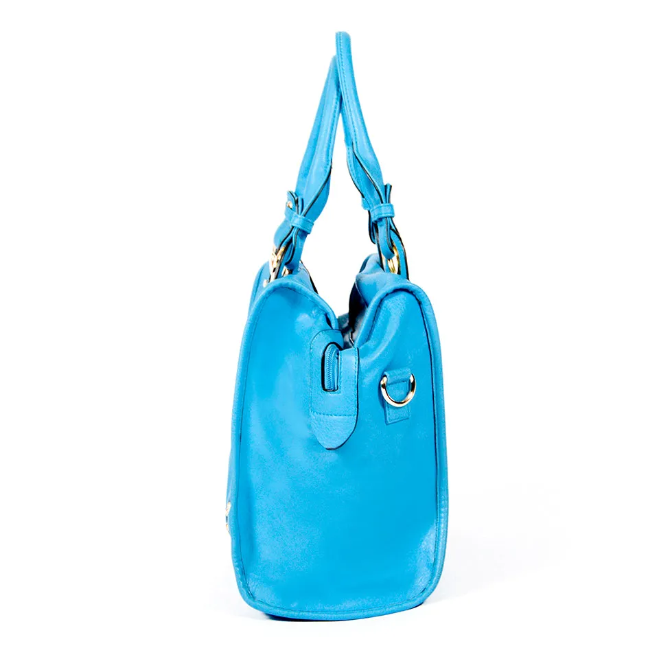 Blue Handbag with Light Gold Studs - OH-5024 BLUE