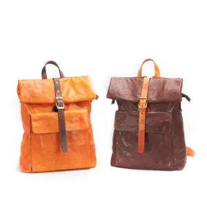 Eco-Friendly Stylish Vegetable-Tanned Leather Backpack