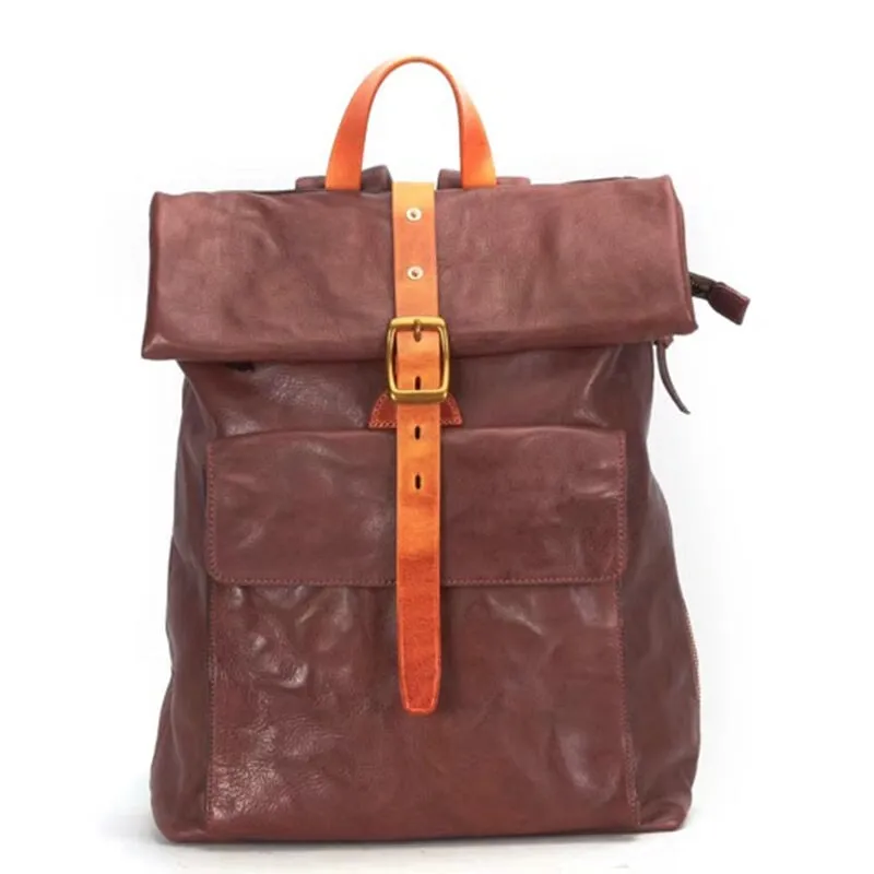 Eco-Friendly Stylish Vegetable-Tanned Leather Backpack