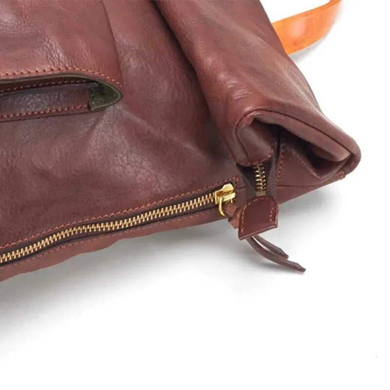 Eco-Friendly Stylish Vegetable-Tanned Leather Backpack
