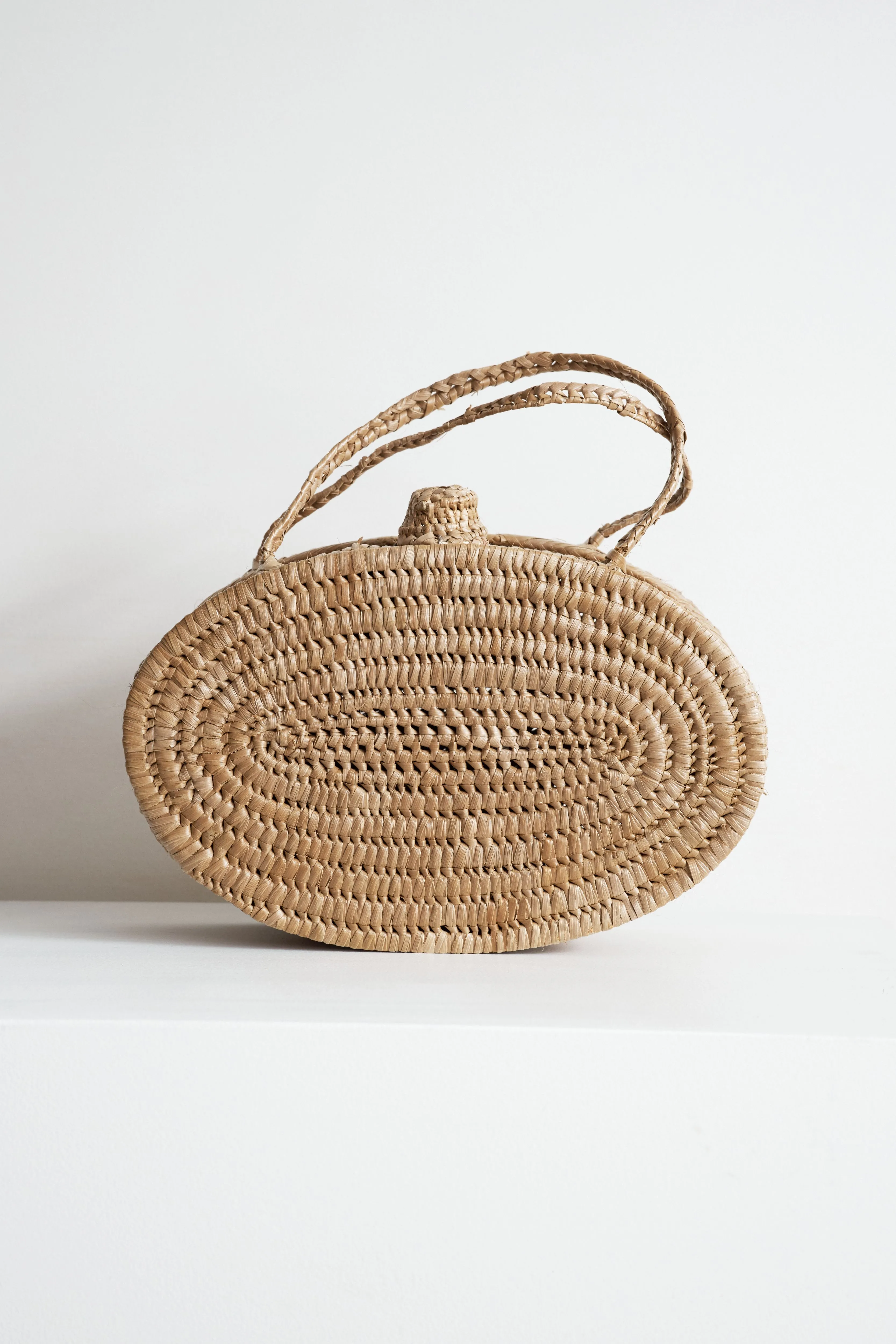 Elliptical Raffia Handbag
