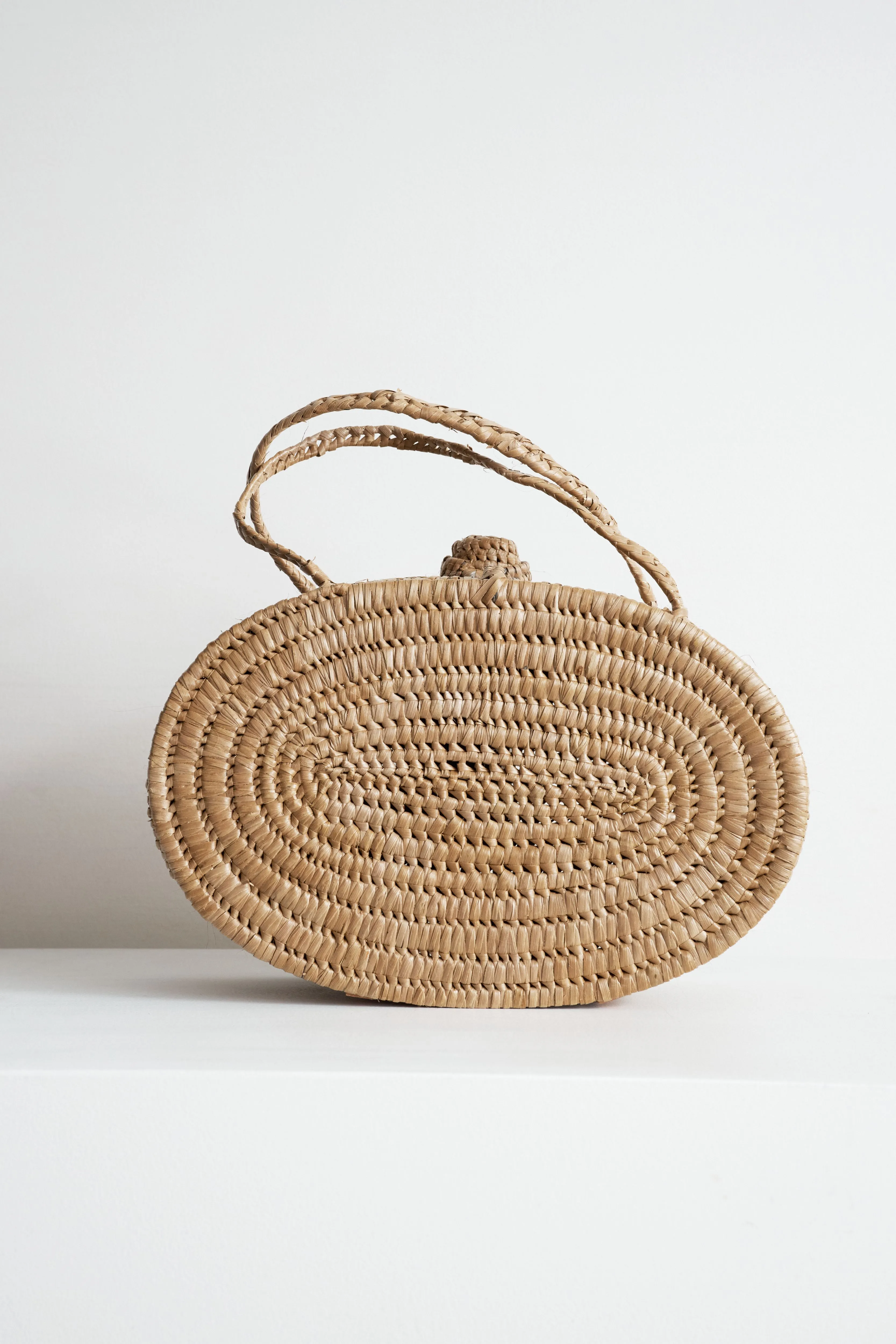 Elliptical Raffia Handbag