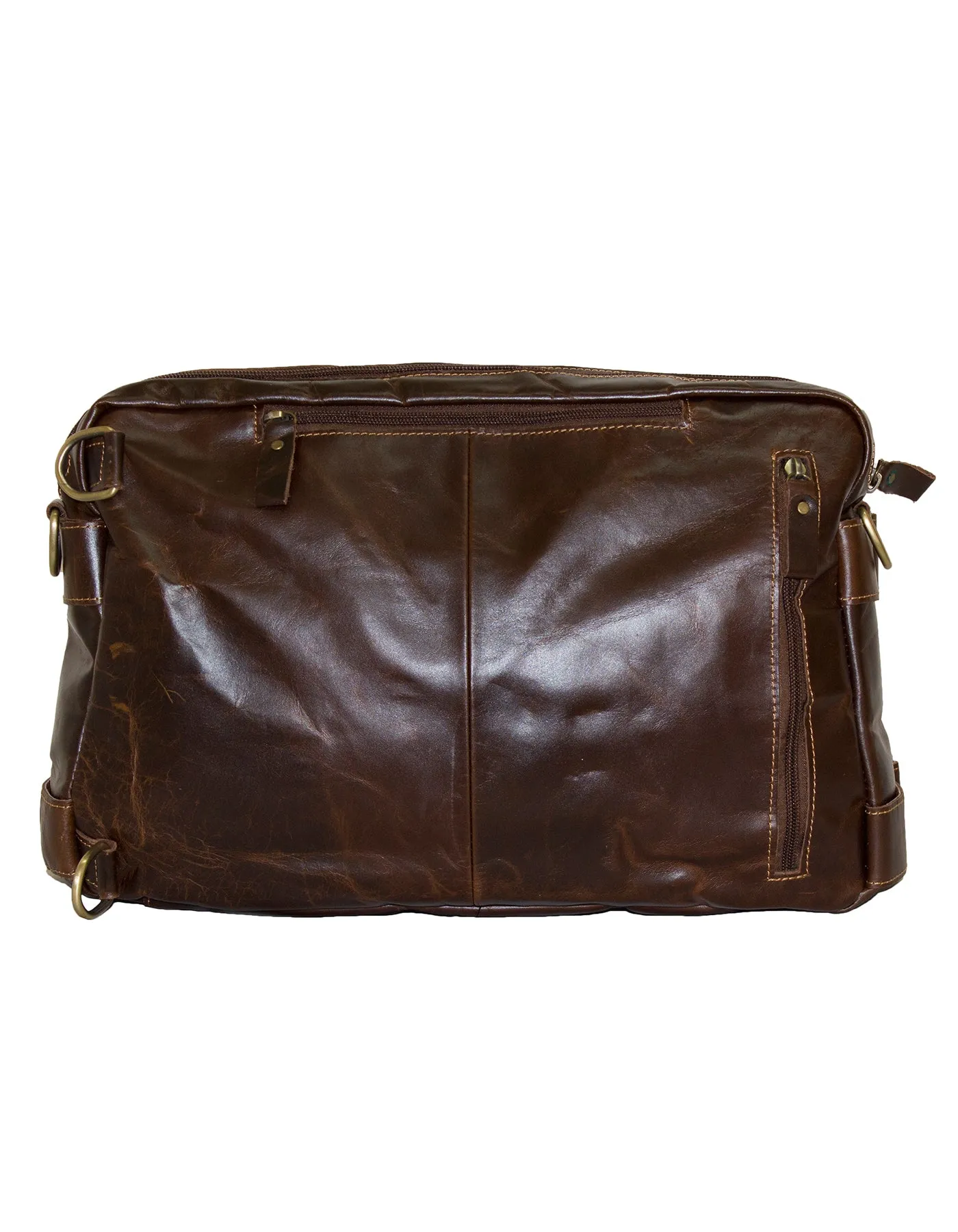 Fino 8676 Full Grain Genuine Leather Messenger Bag - Dark Brown