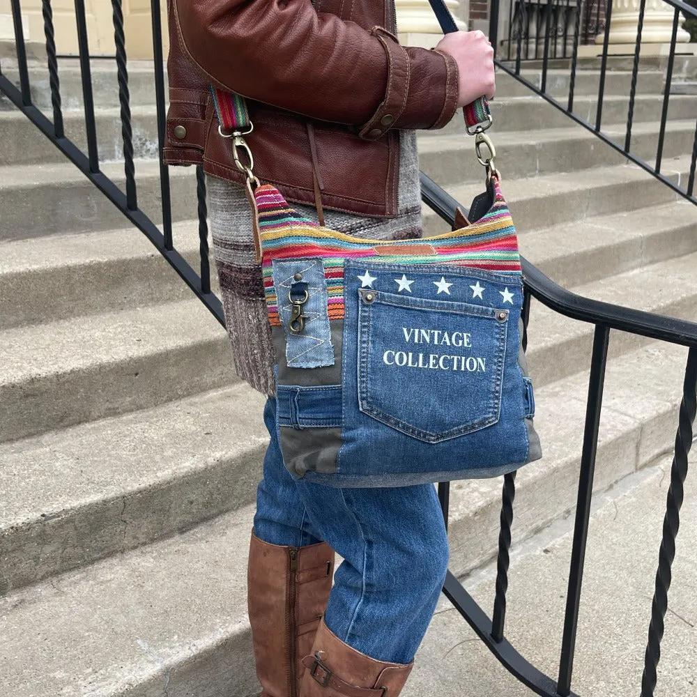 Retro Americana Denim Crossbody Bag