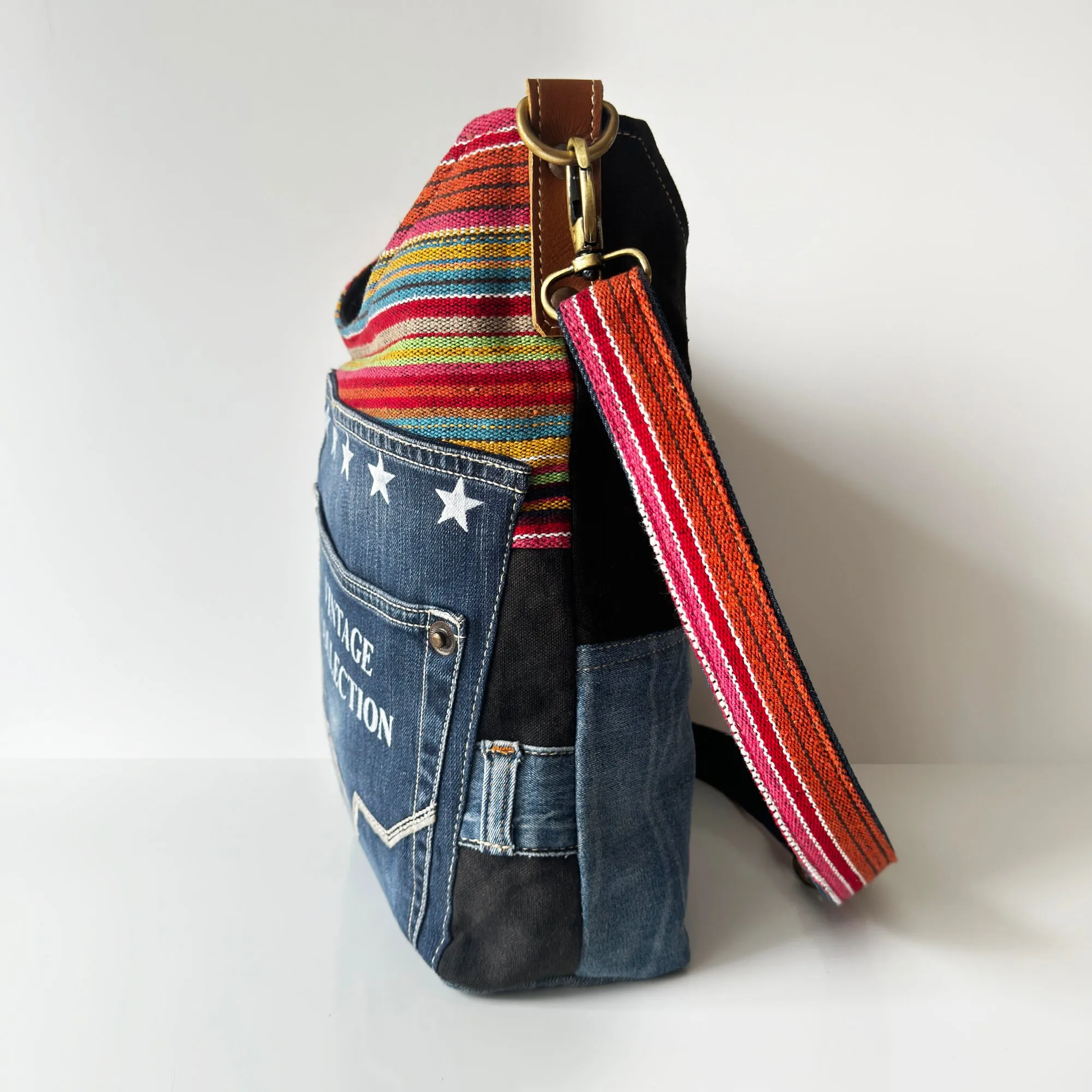 Retro Americana Denim Crossbody Bag