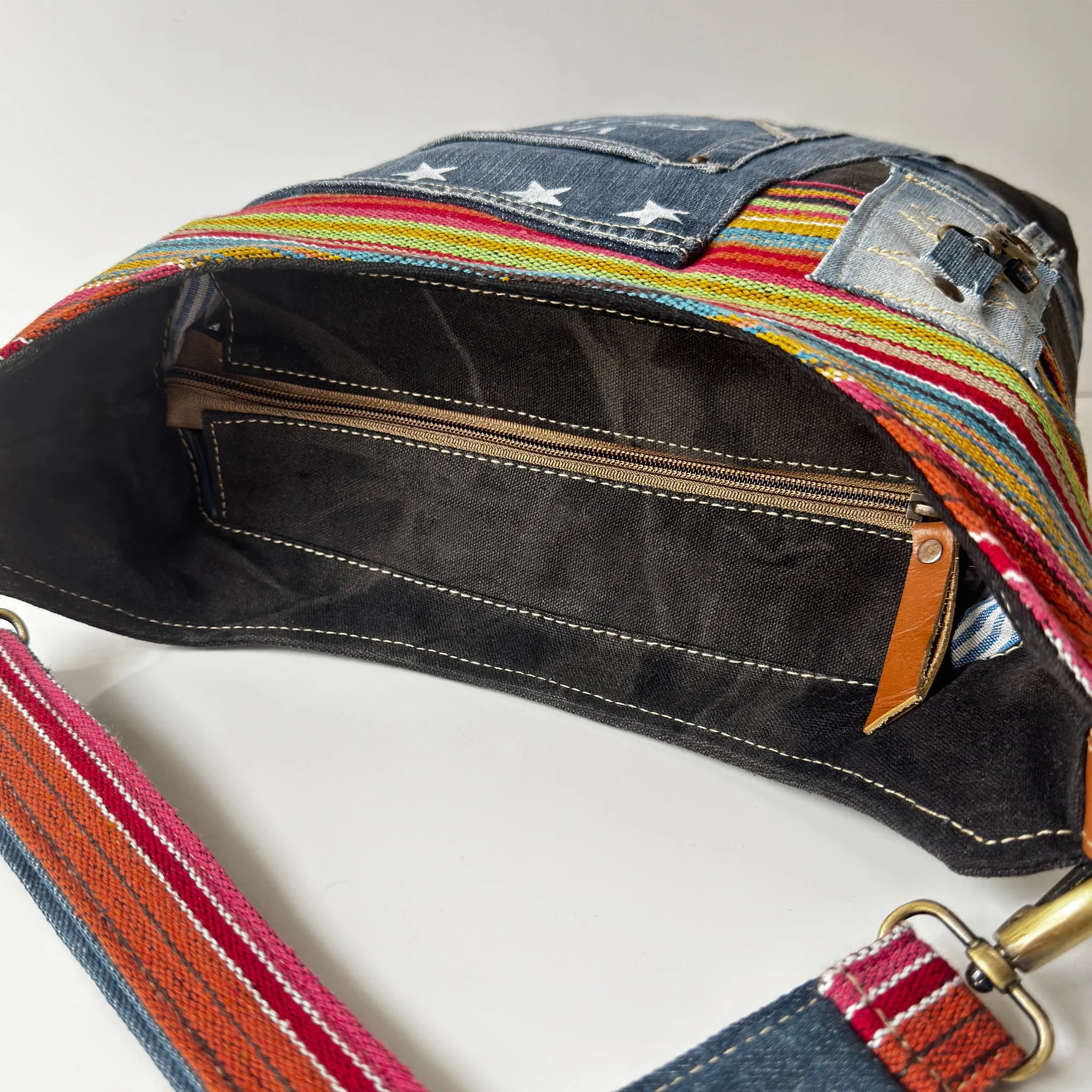 Retro Americana Denim Crossbody Bag