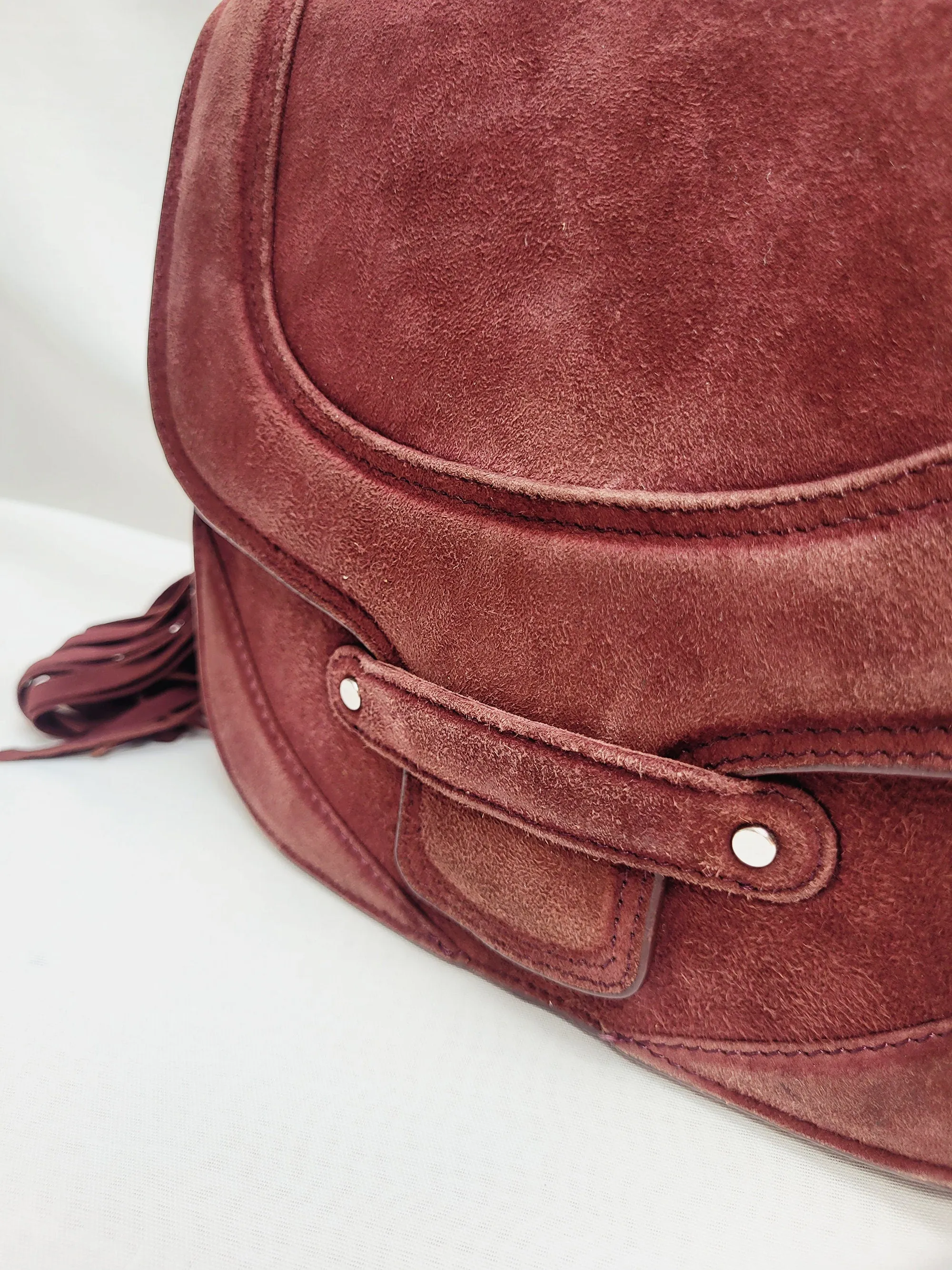 Vintage 90s maroon suede messenger shoulder bag
