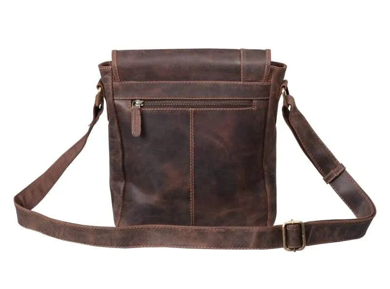 Vintage-Style Leather Purse for Women: Oiled Leather Bag for 10” Tablet – Zippered & Open Multi Pockets – Adjustable Shoulder Strap - Vintage Inspired Purse - Bayfield Bags