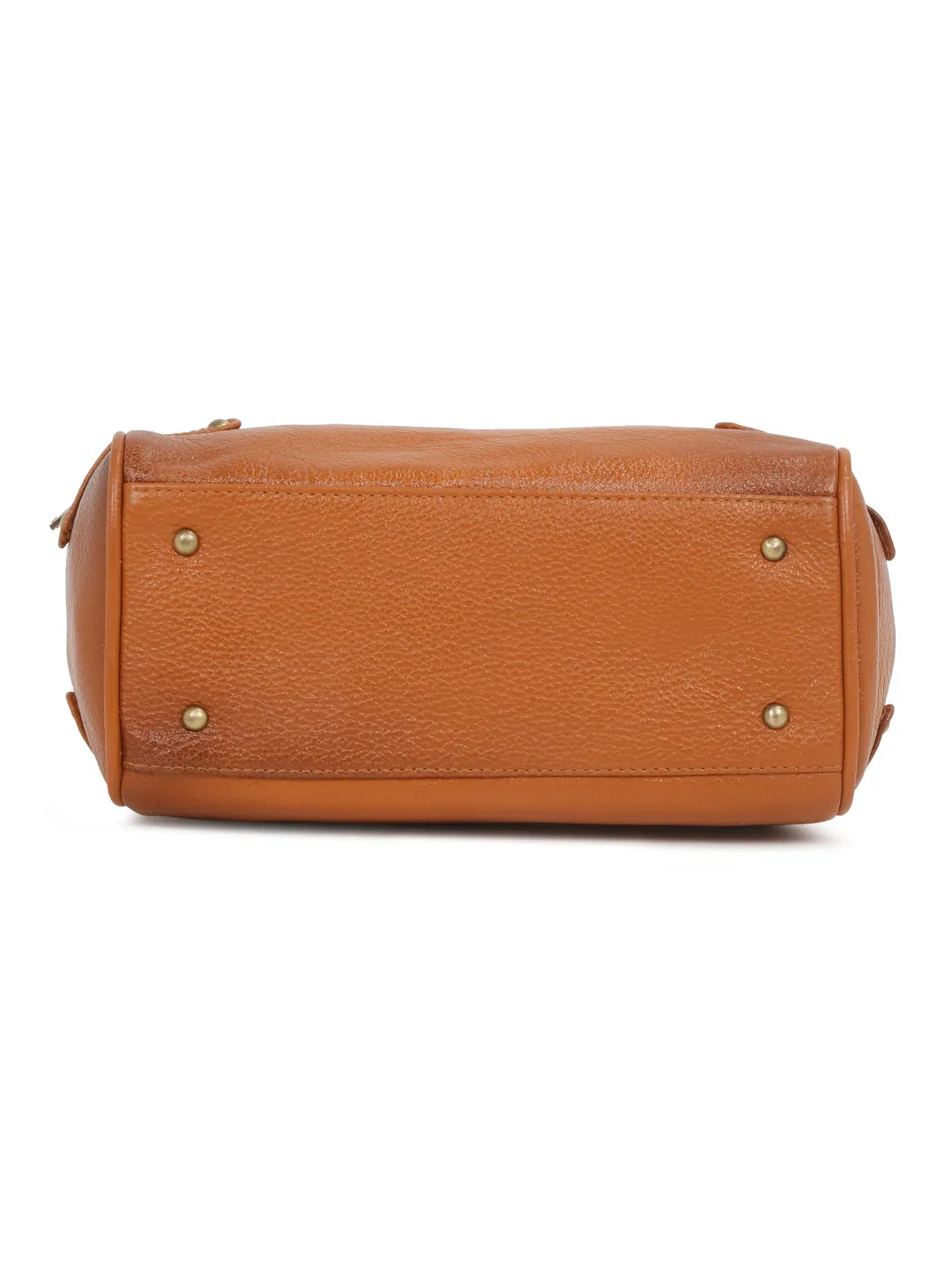 Women Leather Tan Structured Handheld Bag