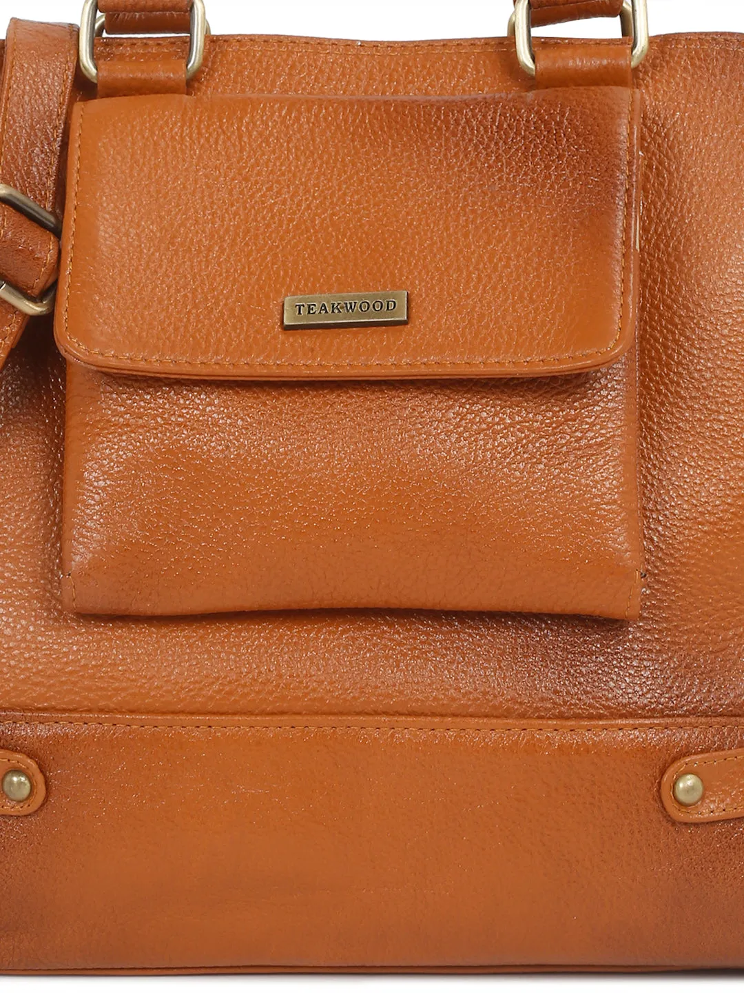 Women Leather Tan Structured Handheld Bag