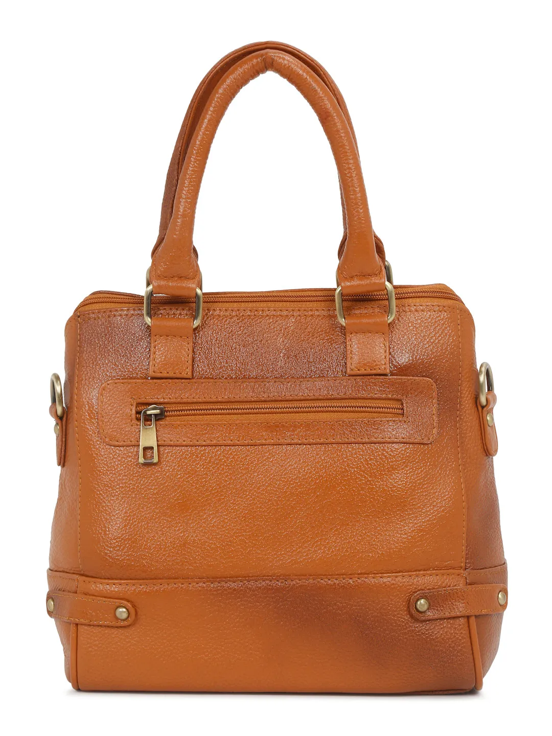 Women Leather Tan Structured Handheld Bag