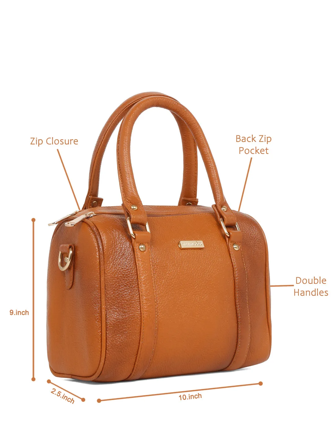 Women Tan Texture Leather Structured Bag