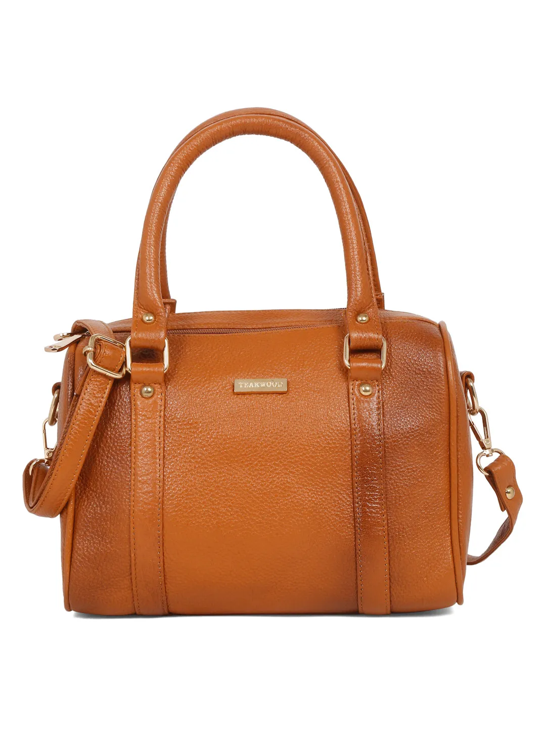Women Tan Texture Leather Structured Bag