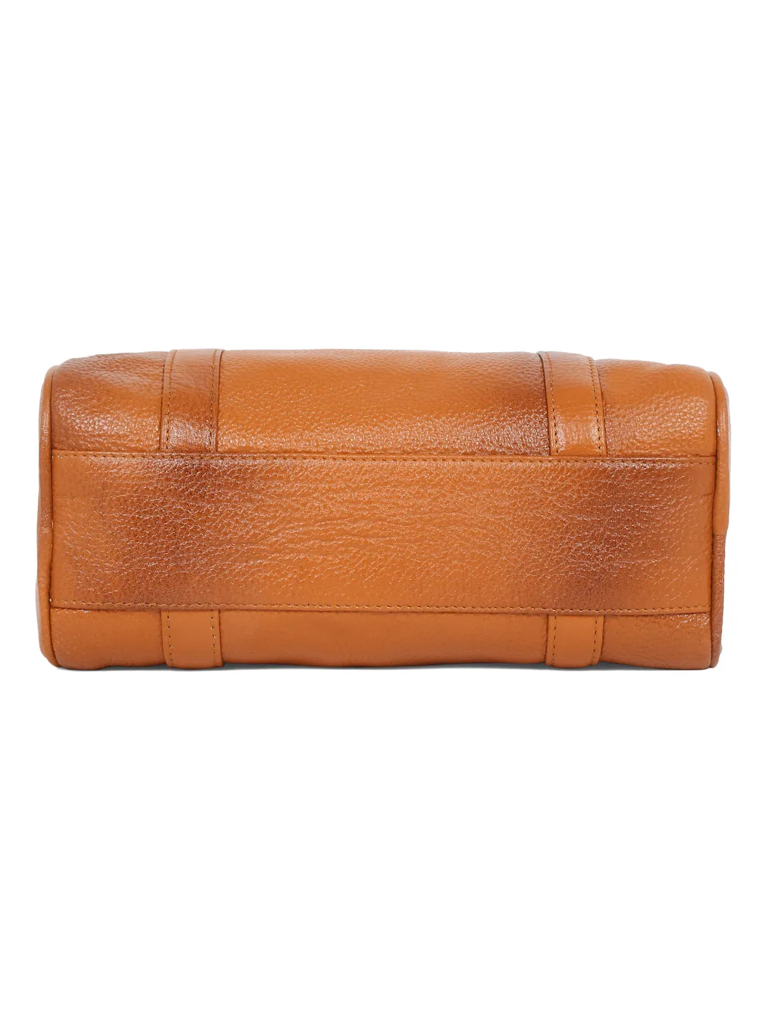 Women Tan Texture Leather Structured Bag