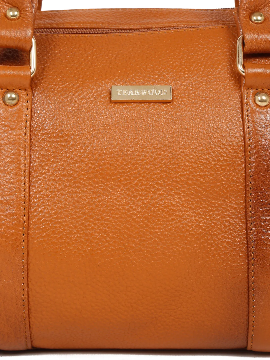 Women Tan Texture Leather Structured Bag