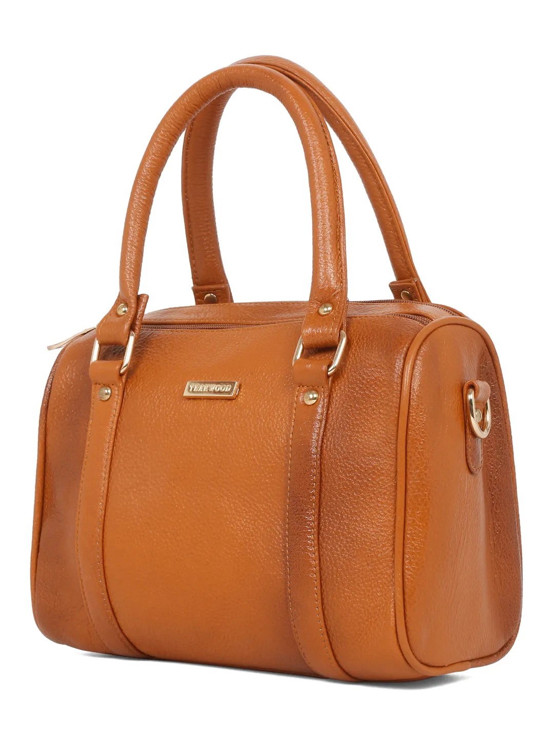 Women Tan Texture Leather Structured Bag