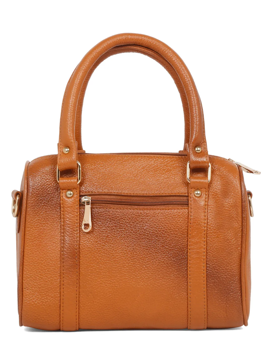 Women Tan Texture Leather Structured Bag
