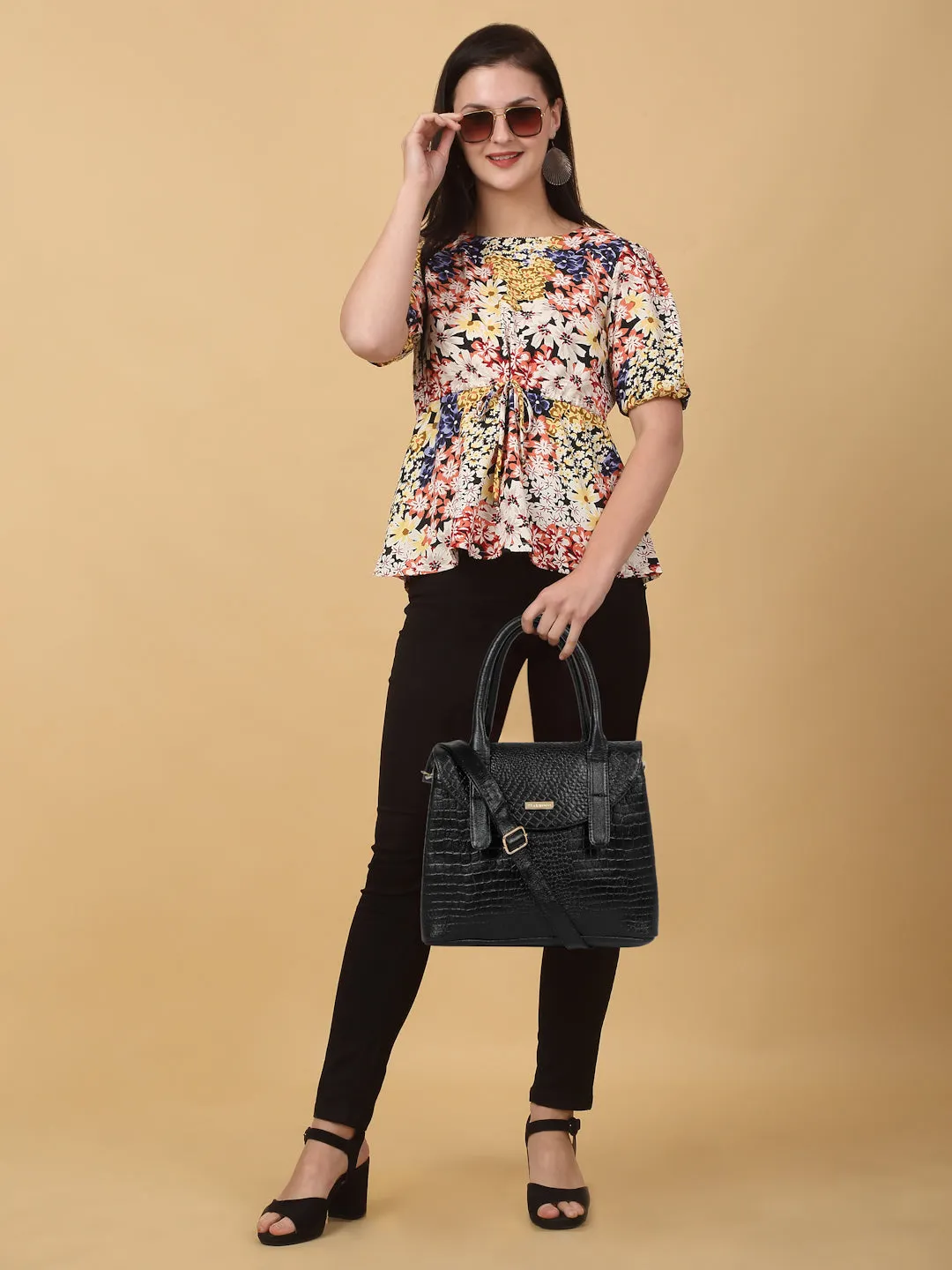 women's Croco Leather Structured Handbag